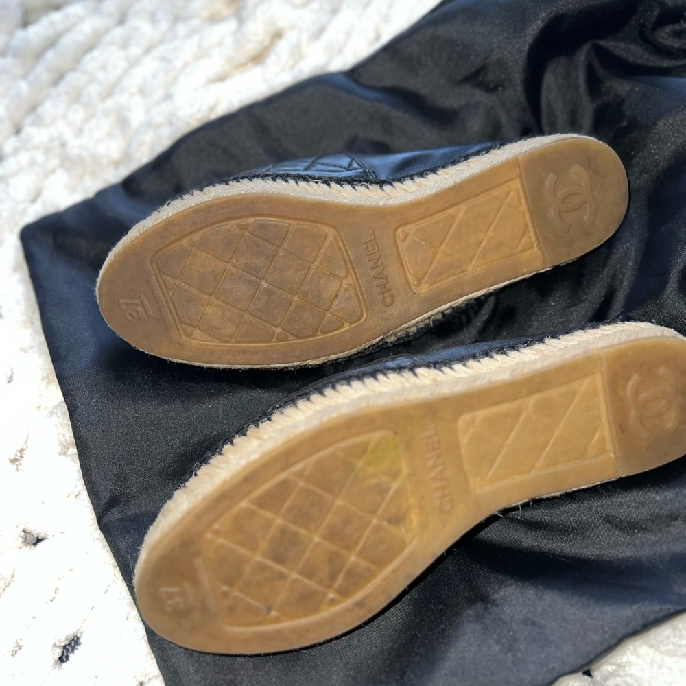 Chanel Black Quilted Espadrille Flats - Picture 2 of 3